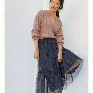 NWT Anthropologie Eulalia Tiered Tulle Midi Skirt